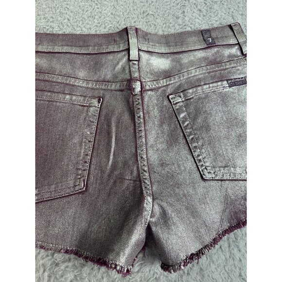 Metallic Purple Denim Shorts Womens Size 30 NWT 7 For All Mankind Cotton/Spandex - Picture 11 of 14